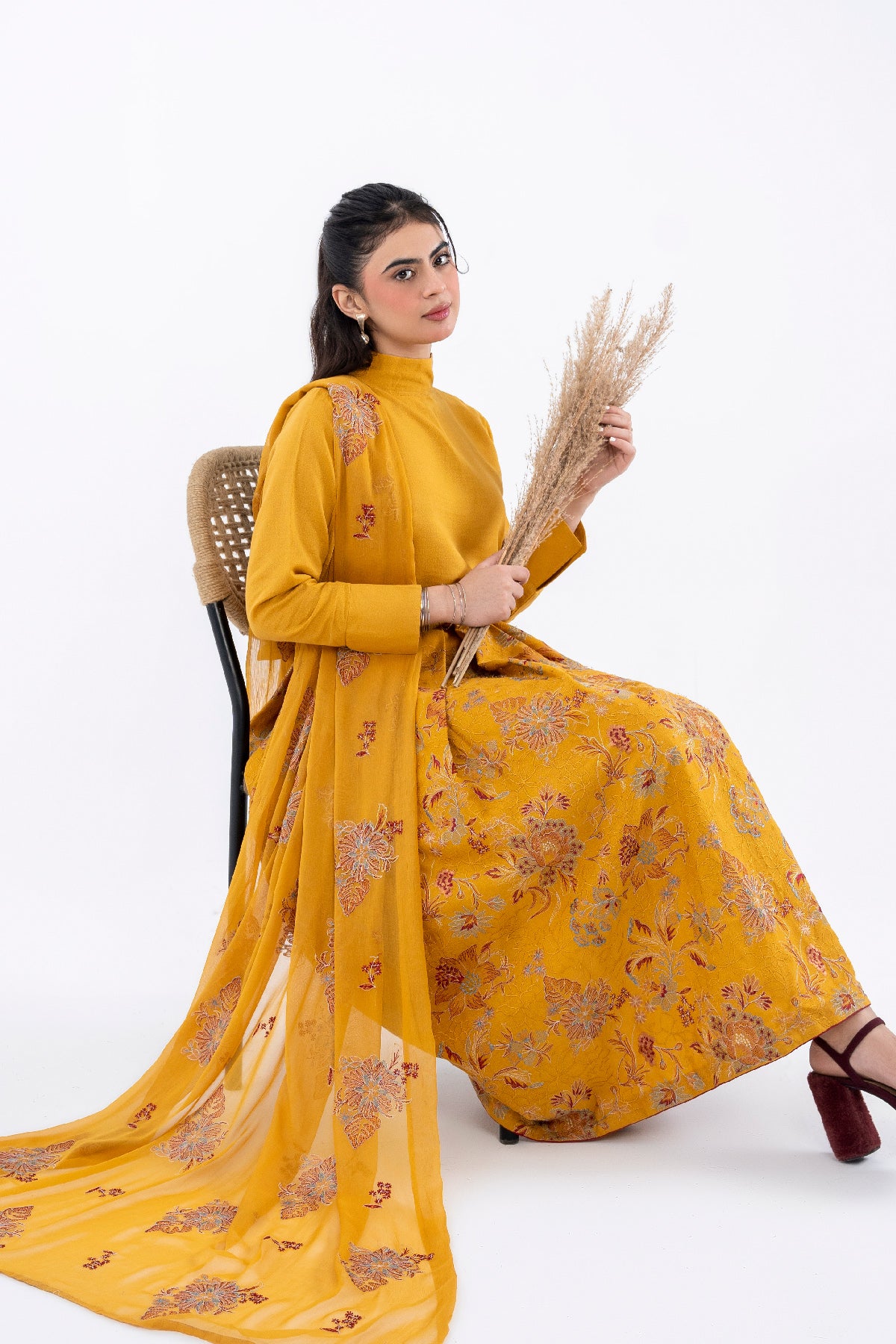 3-PC EMBROIDERED KARANDI SKIRT