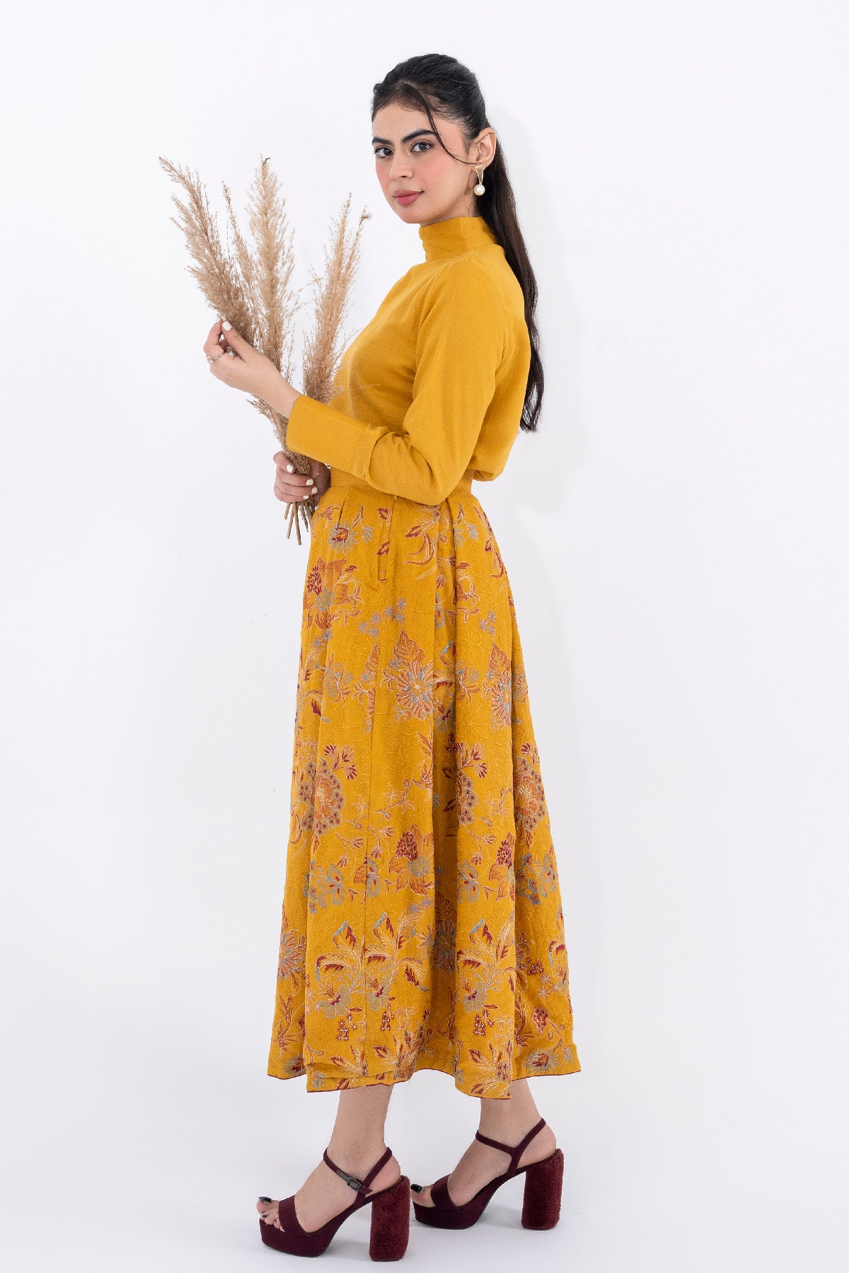 3-PC EMBROIDERED KARANDI SKIRT