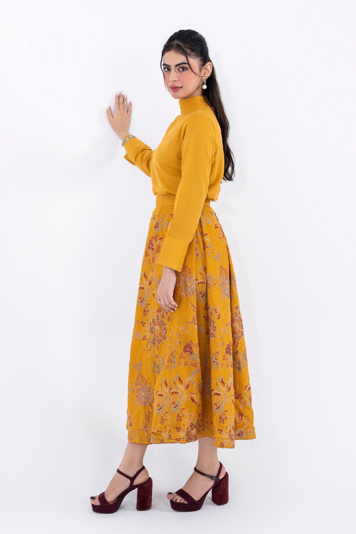 3-PC EMBROIDERED KARANDI SKIRT