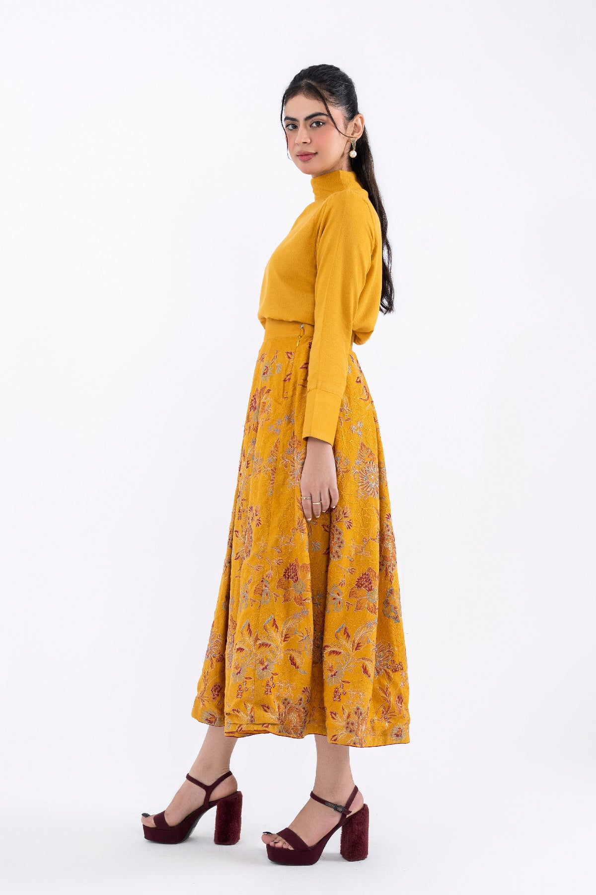 3-PC EMBROIDERED KARANDI SKIRT