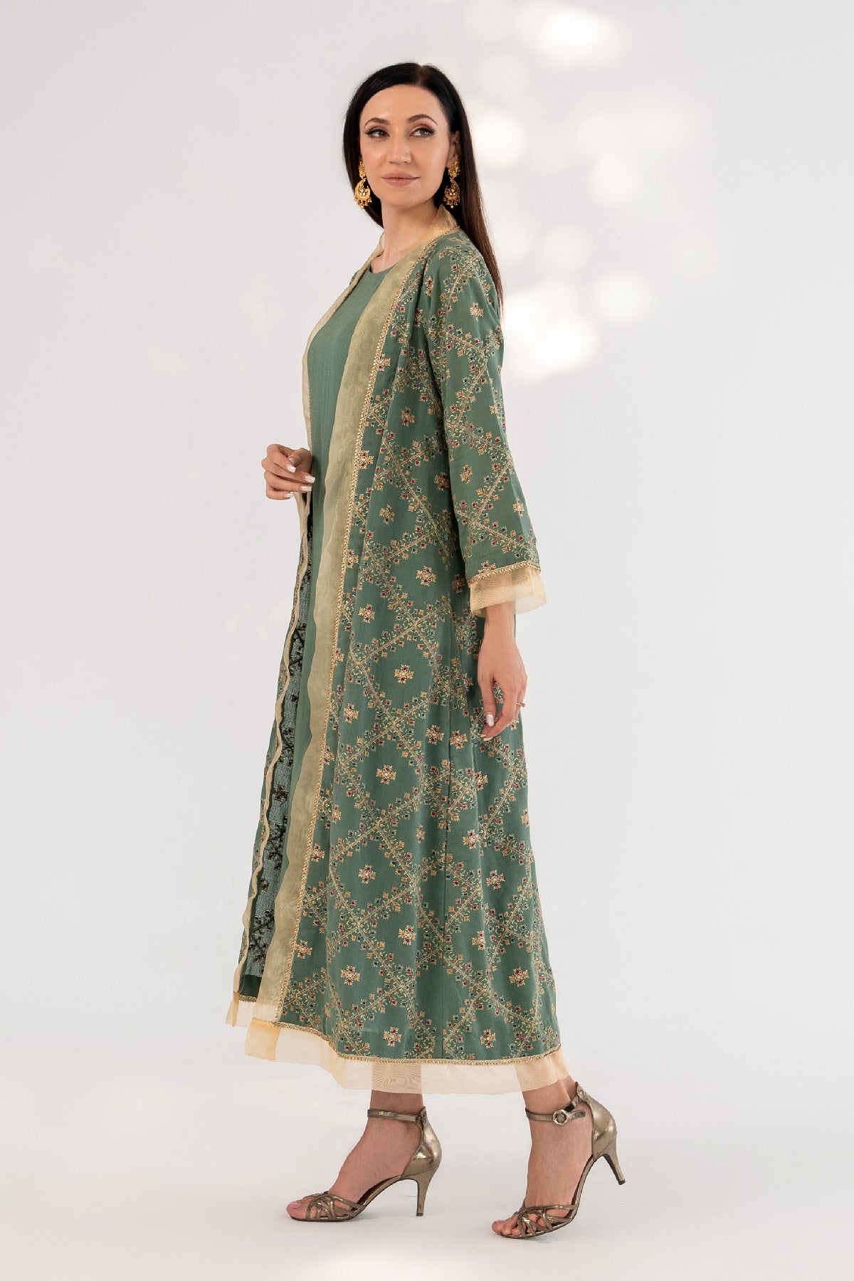 3-PC EMBROIDERED KARANDI SHRUG