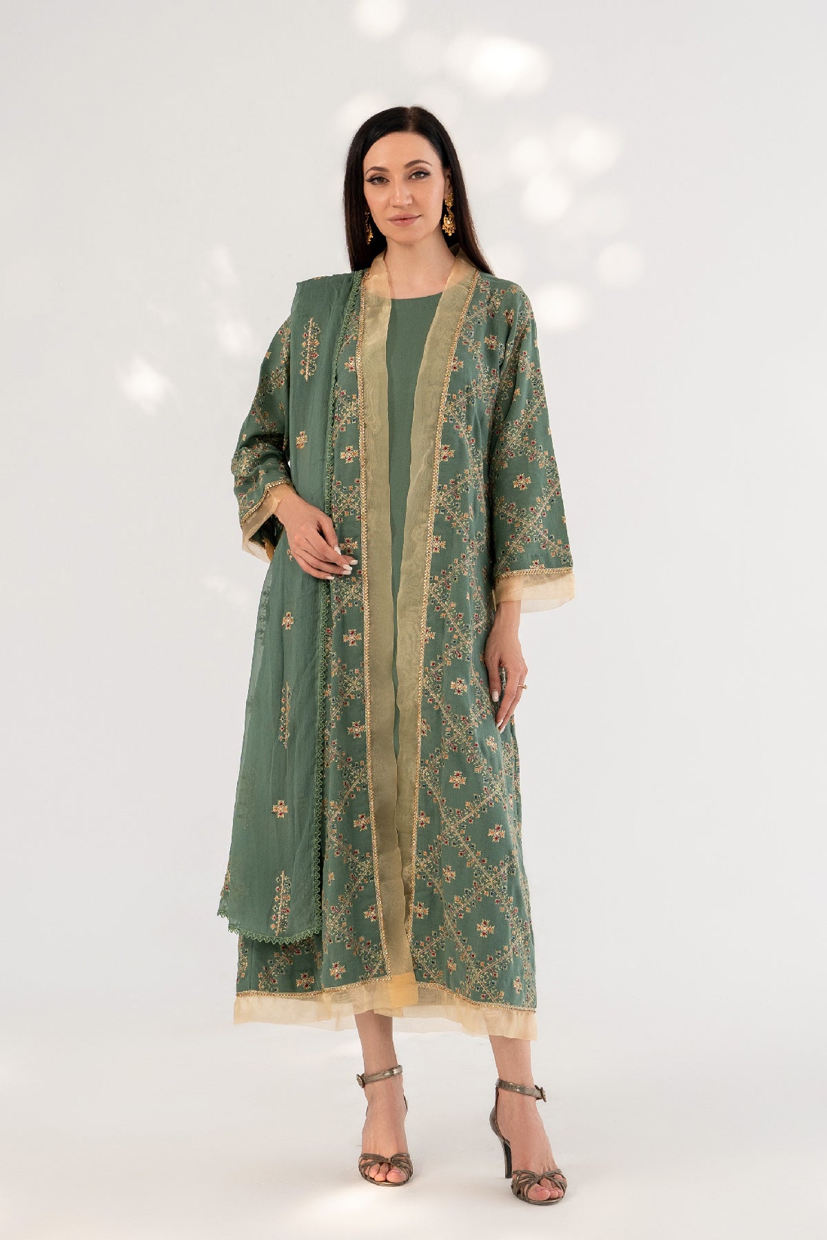 3-PC EMBROIDERED KARANDI SHRUG